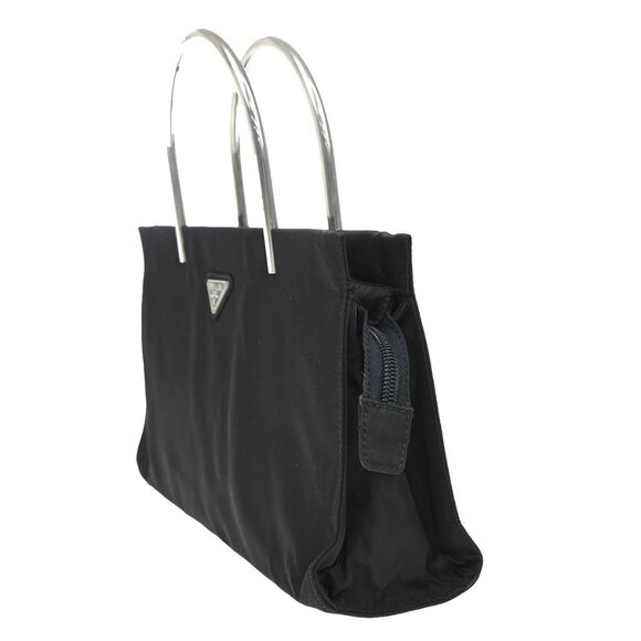 PRADA MILANO Logo Tessuto Hand Bag Nylon Black Silver Italy 80KA730 - Picture 3 of 16